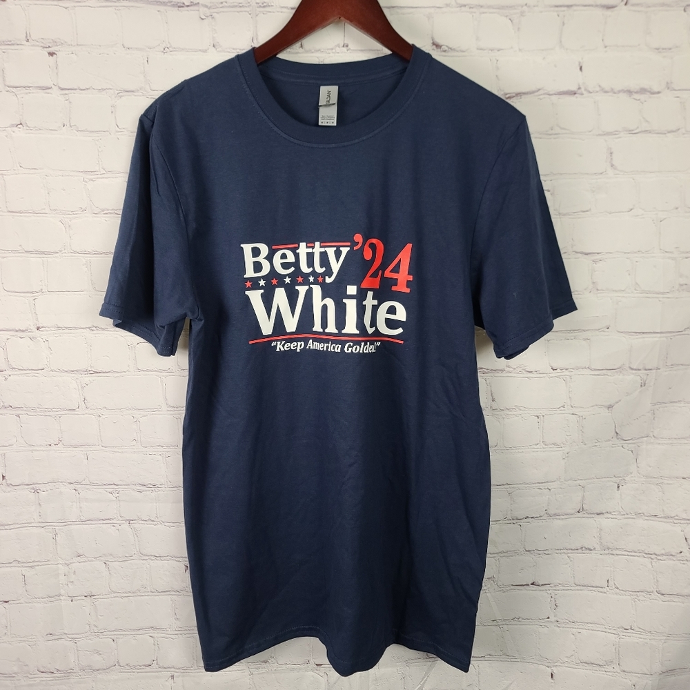 Betty White for President 2024 Short Sleeved T- Shirt  Blue sz M